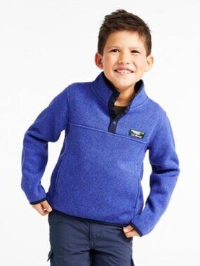 L.L.Bean Kids Fleece Snap Pullover Blue Purple Size L 6X/7 Unisex Soft Warm